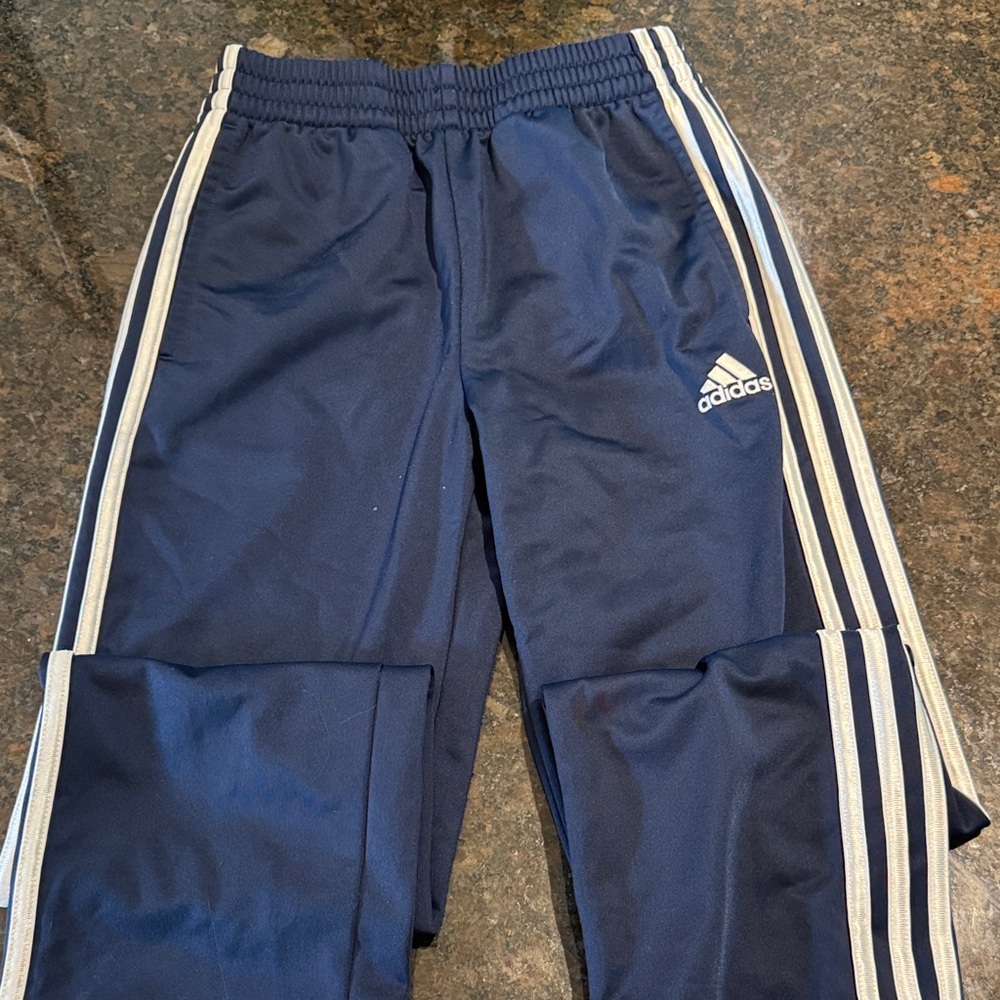adidas 10-12 youth Navy Blue Joggers with White Side Stripes